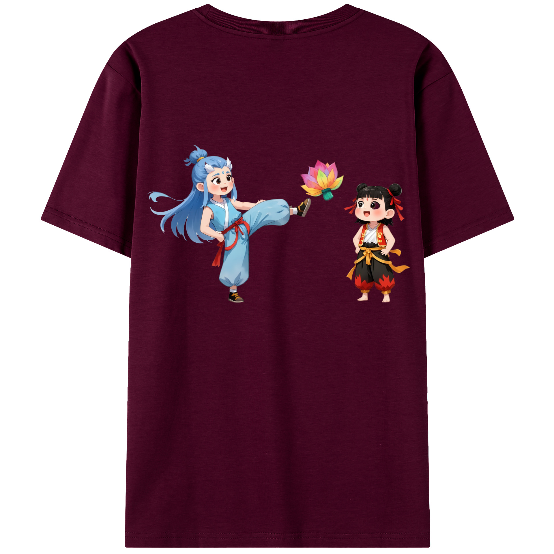 （画像用） Ne Zha 2 ナタ 魔童の大暴れ レディース半袖Tシャツ(バックプリント)